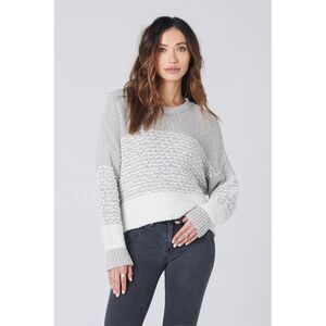 Saltwater LUXE Gray and White Crew Neck Sweater